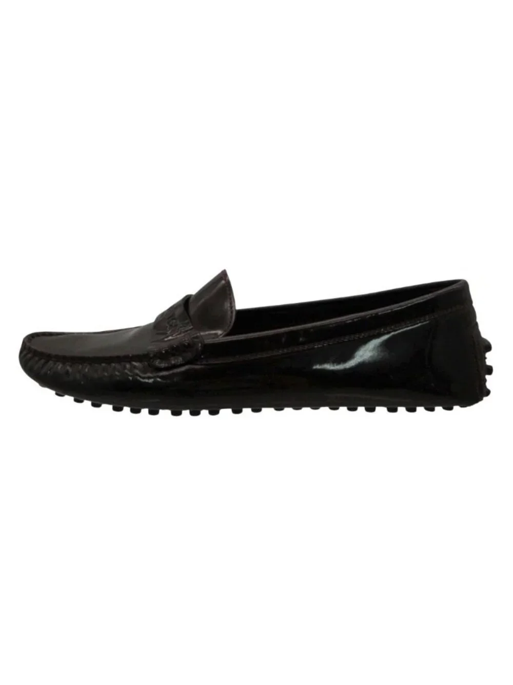 Louis Vuitton Loafers Driving Shoes Slip-on Patent Leather Logo Brown